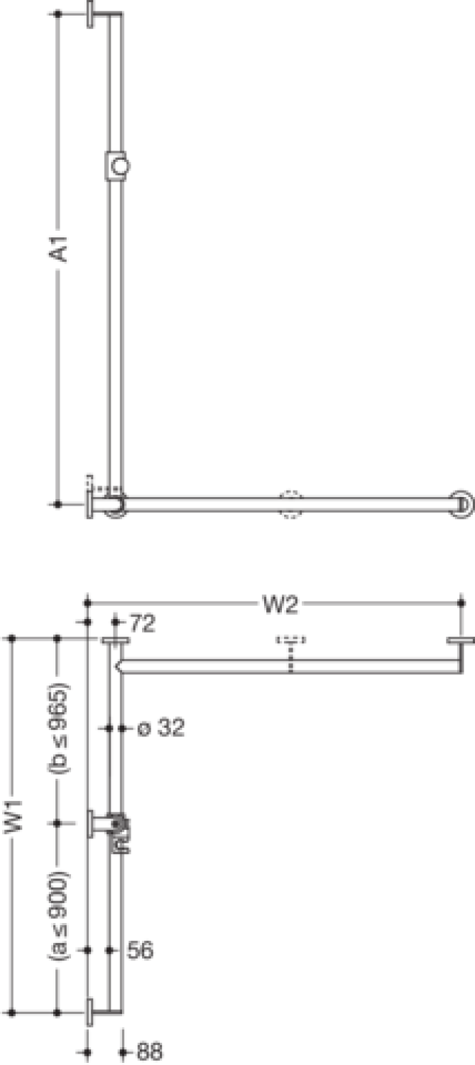 HEWI DUHA, d:32, A1/W1/W2:variabel, re,schliff,Br.H.Kst. signalweiß