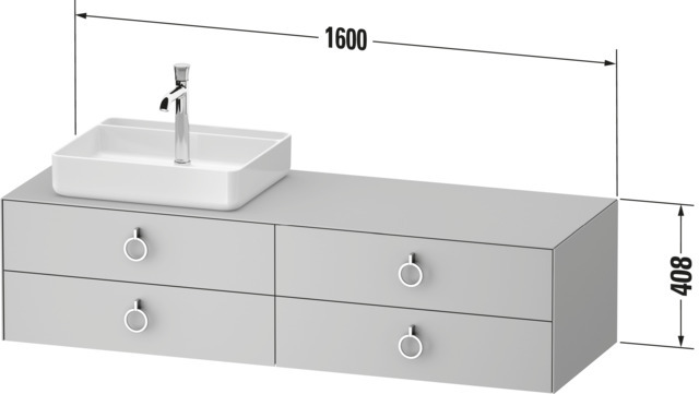 Duravit Konsolen-WTU wh White Tulip 550x1600x 408mm Weiß hgl Lack 4 SK m.Innenbel.