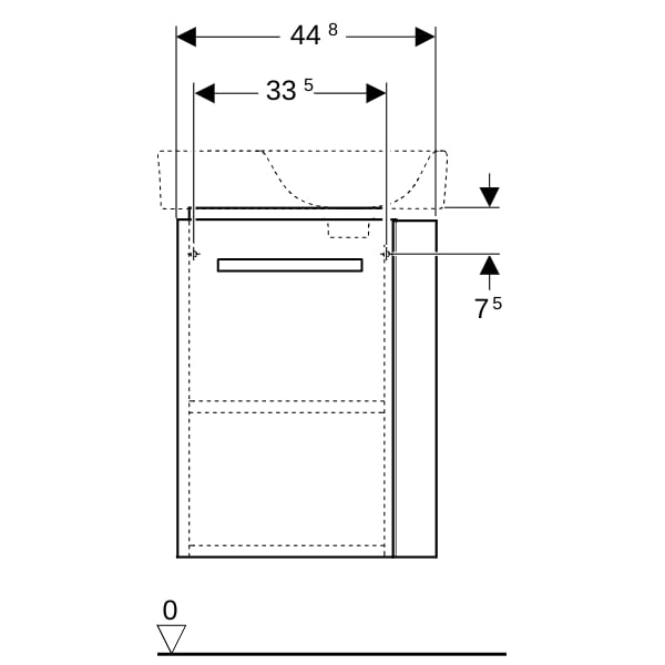 Geberit Renova Compact US 44,8cm für HWB 50cm mit HH re, 44,8x60,4x25,2cm, weiß