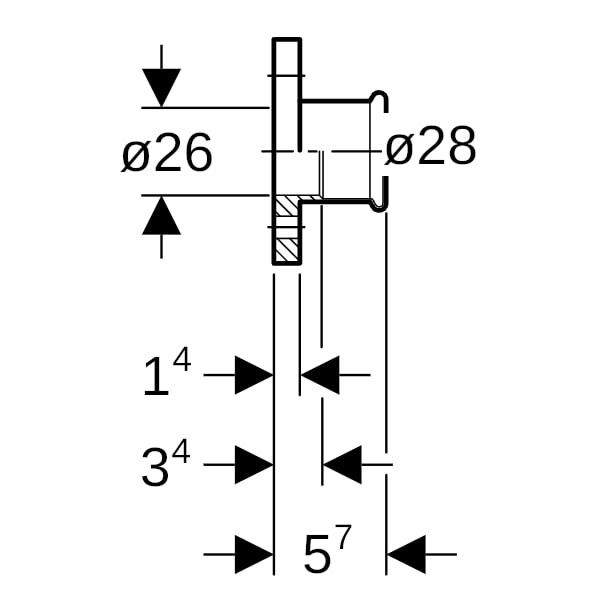 Geberit Mapress Kupfer Flansch PN 10/16 mit Pressmuffe (Gas) d28