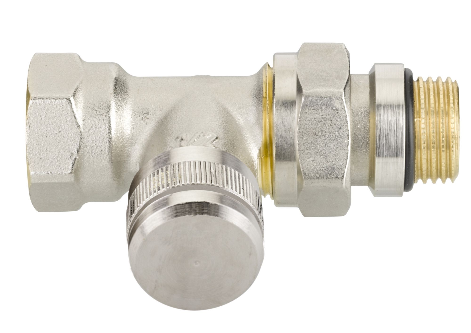 Danfoss Rücklaufverschraubung RLV 15 R 1/2, DG, vernickelt, selbstd, Nippel