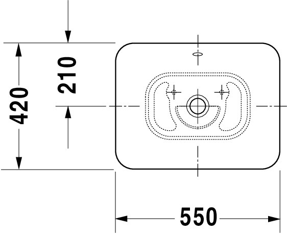 DU ASB Design Classics Bacino 550 mm rechteckig, mit ÜL, ohne HLB, weiß