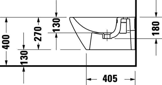 DU Wandbidet D-Neo, 540mm, Weiß mit ÜL, mit HLB, 1 HL,Durafix inkl.