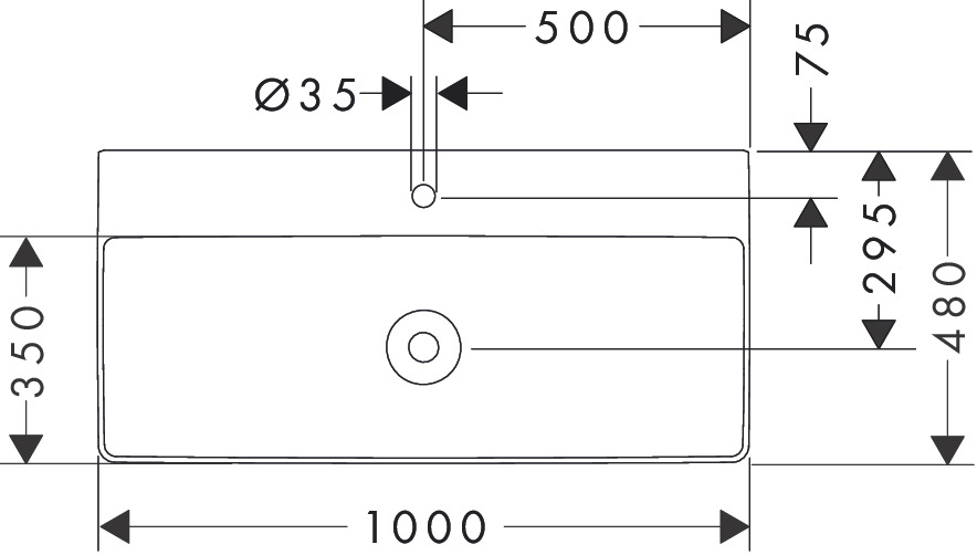 Hansgrohe Aufsatzwaschtisch ge Xelu Q  1000x480mm o.Hahnl./Überl.,SmartClean we