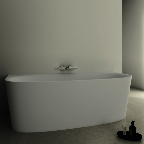 IS D-Form-Badewanne DEA f.Wandanbindung, m.Ablauf, 1800x800x475/610mm, Seidenweiß