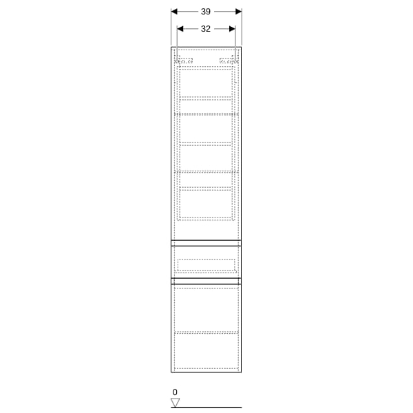 Geberit Renova Plan Hochschrank m. 2 Türen 1 Schublade, 39x180x36cm, lava