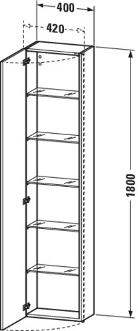 Duravit Hochschrank DuraStyle 240x400x1800mm 1Tür,TA links,betongrau m./weiß m.
