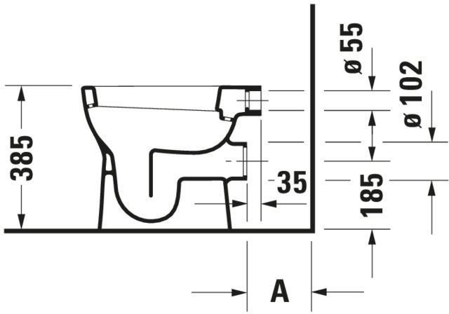 DU Stand-WC D-Code 480 mm Flachspüler,Abgang waagrecht,weiß,HYG