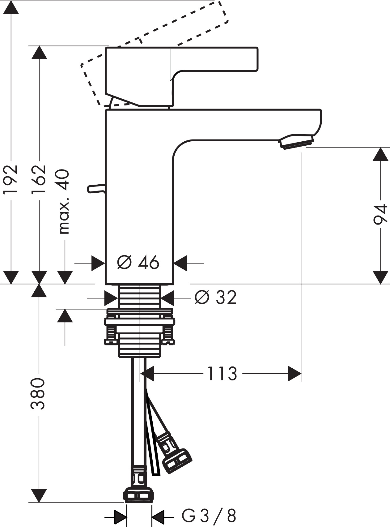 Hansgrohe Waschtischmischer Metris S chrom 
