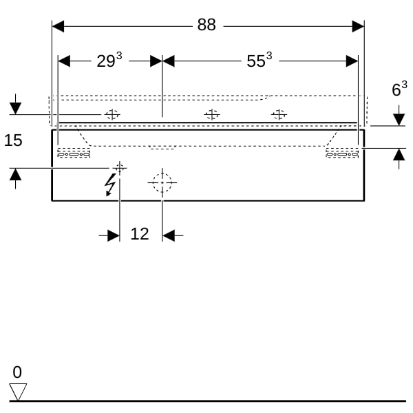 Geberit Xeno2 Unterschrank f. WT m. Ablg. re m .1 Schubl., 88x22x46,2cm, sculturagrau