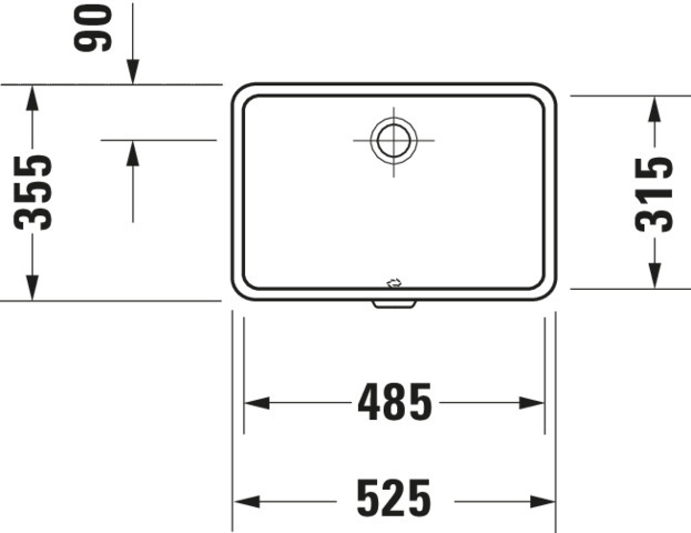 DU Einbauwaschtisch Vero 485 mm EB v.unten, m.ÜL, o.HLB, weiß WG