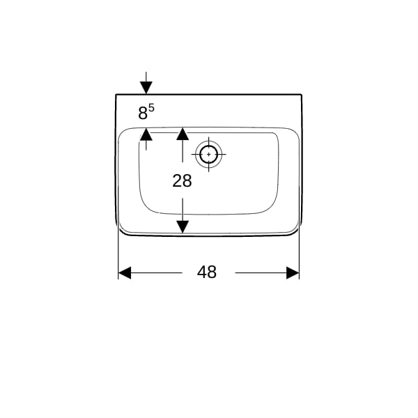 Geberit Renova Plan Handwaschbecken, 50x38cm o. Hl., o. Ül., weiß, KeraTect