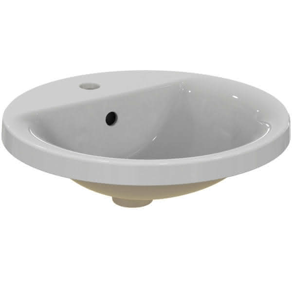 IS Einbauwaschtisch Connect, rund, 1Hl., m.Ül., 480x480x175mm, Weiß
