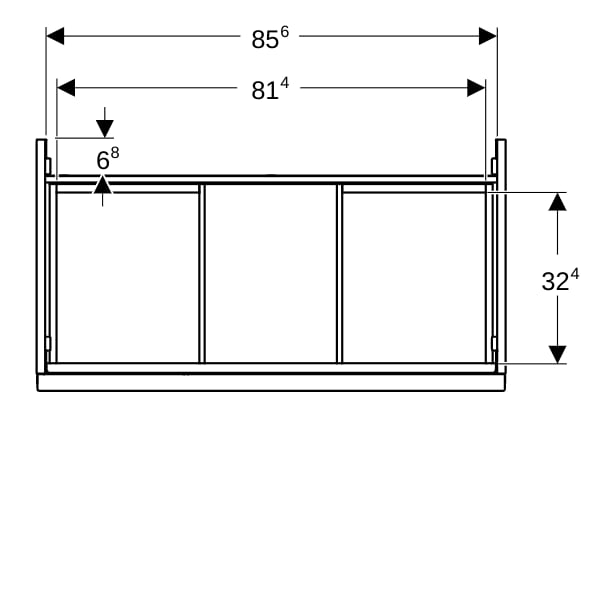 Geberit Acanto US für WT B:90cm, 1 Schubl. 1 i.Schubl., weiß hgl./Glas weiß