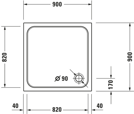 DU D-Code Duschwanne, Quadratisch, 900x900x85 mm, Weiß, Sanitäracryl, Antis