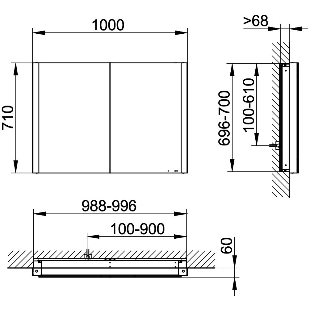 KEUCO SPS Somaris 14513, EB 1000x710x115mm verspgl.