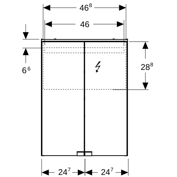 Geberit Option Basic Spiegelschrank m. Beleuchtung 2 Türen 50x67,7x18cm weiß
