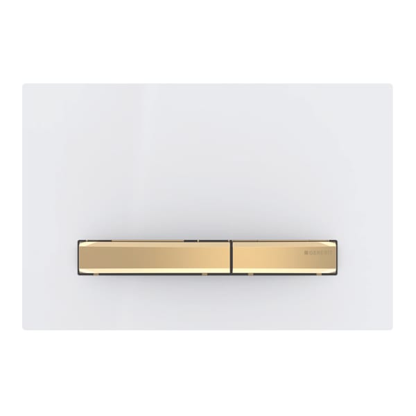 Geberit Sigma50 BetPl., für 2-Mengen-Spülung Square, Metallfarbe Messing, weiß Geberit Sigma50 BetPl., für 2-Mengen-Spülung Square, Metallfarbe Messing, weiß