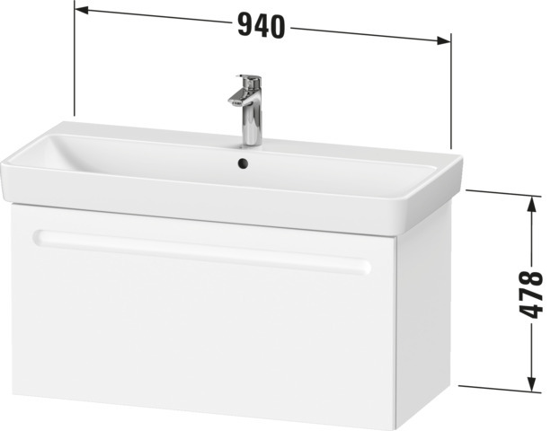 Duravit No.1 WT-Unterbau,Wandh, Auszüge:1, 940x426x478mm,Innenschubk:1,Weiß Matt