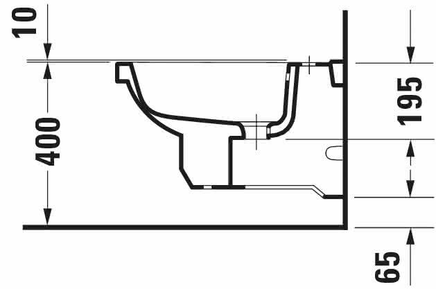 DU Wand-Bidet 1930 580 mm mit ÜL, mit HLB, 1 HL, weiß