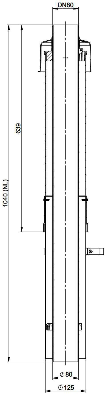 MHG Dachhochführung PP/Edelstahl 650 mm, schwarz, DN 80/125