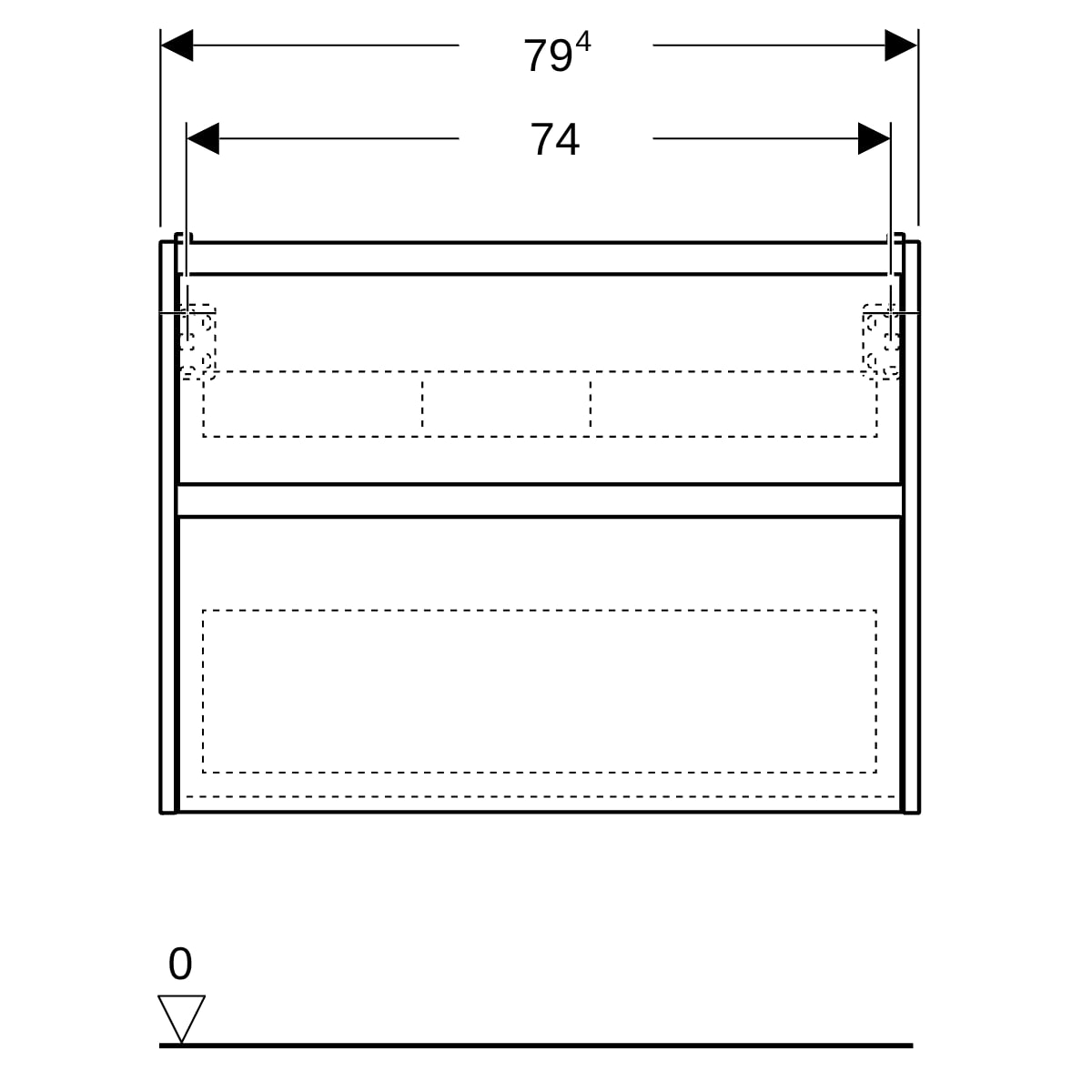 Geberit Renova Plan US f. WT, m. 2 Schubladen 79,4x60,6x44,6cm, Nussbaum hickory