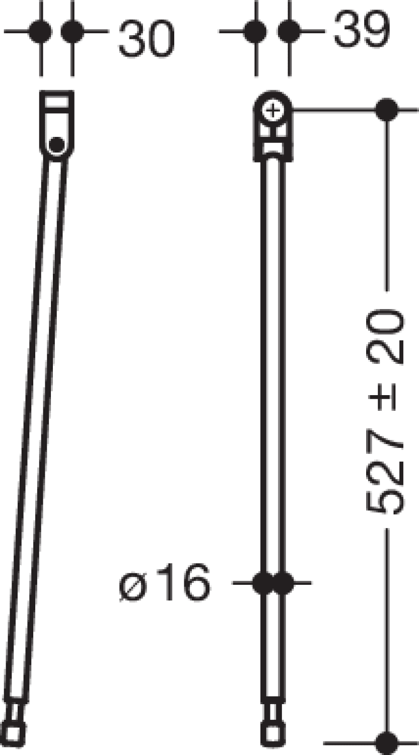 HEWI Bodenstütze f.SK-Griffe 801.50., L:527mm, Edst., Anb. farbig reinweiß
