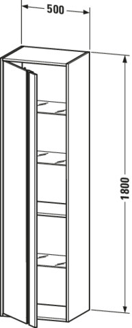 DU Hochschrank Ketho 360x500x1800mm 1 Tür, TA links, graphit matt