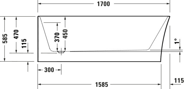 DU DuraSenja BW Ecke links,Weiß,Acryl 1700x800x585 mm,Oval,RS 2,incl.FG u.AÜL