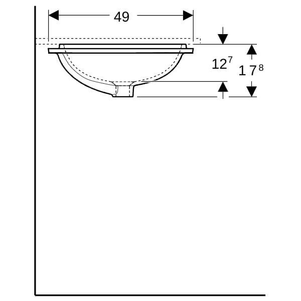 Geberit VariForm Unterbau-WT, rechteckig 58x49cm, o. Hl, m. Ül., glasiert/weiß