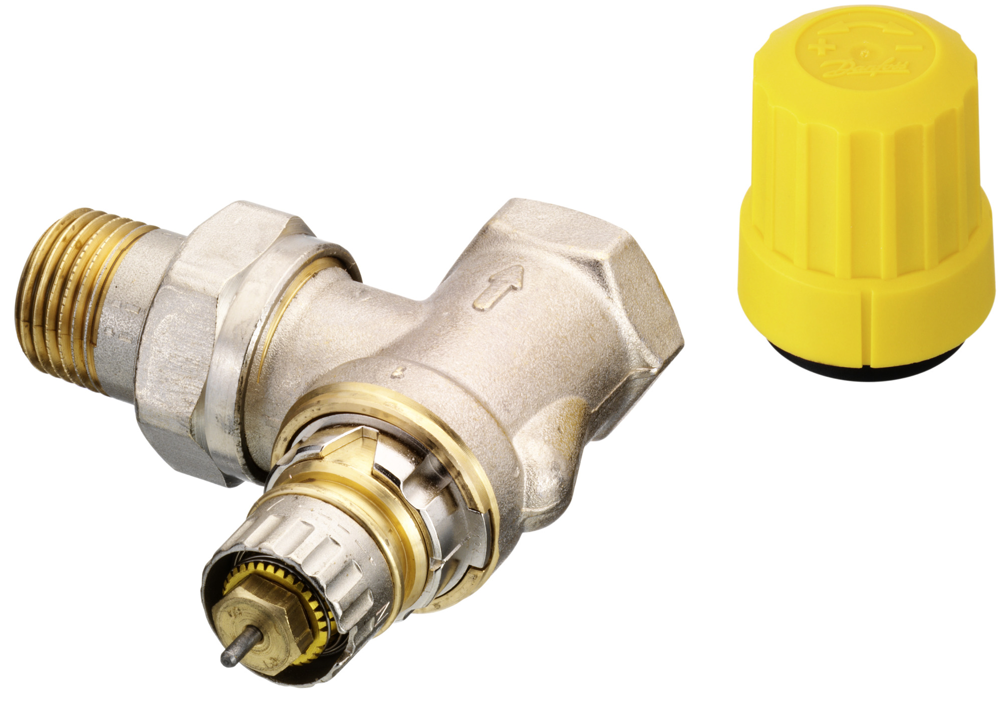 Danfoss Ventilgehäuse RA-UR 15 R 1/2, Eck, matt vernickelt