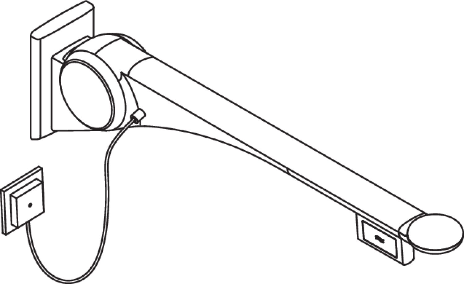 HEWI Stützklappgriff Premium,850 mm, li Spülausl.(E-Ausf.) weiß hgl.- weiß mt