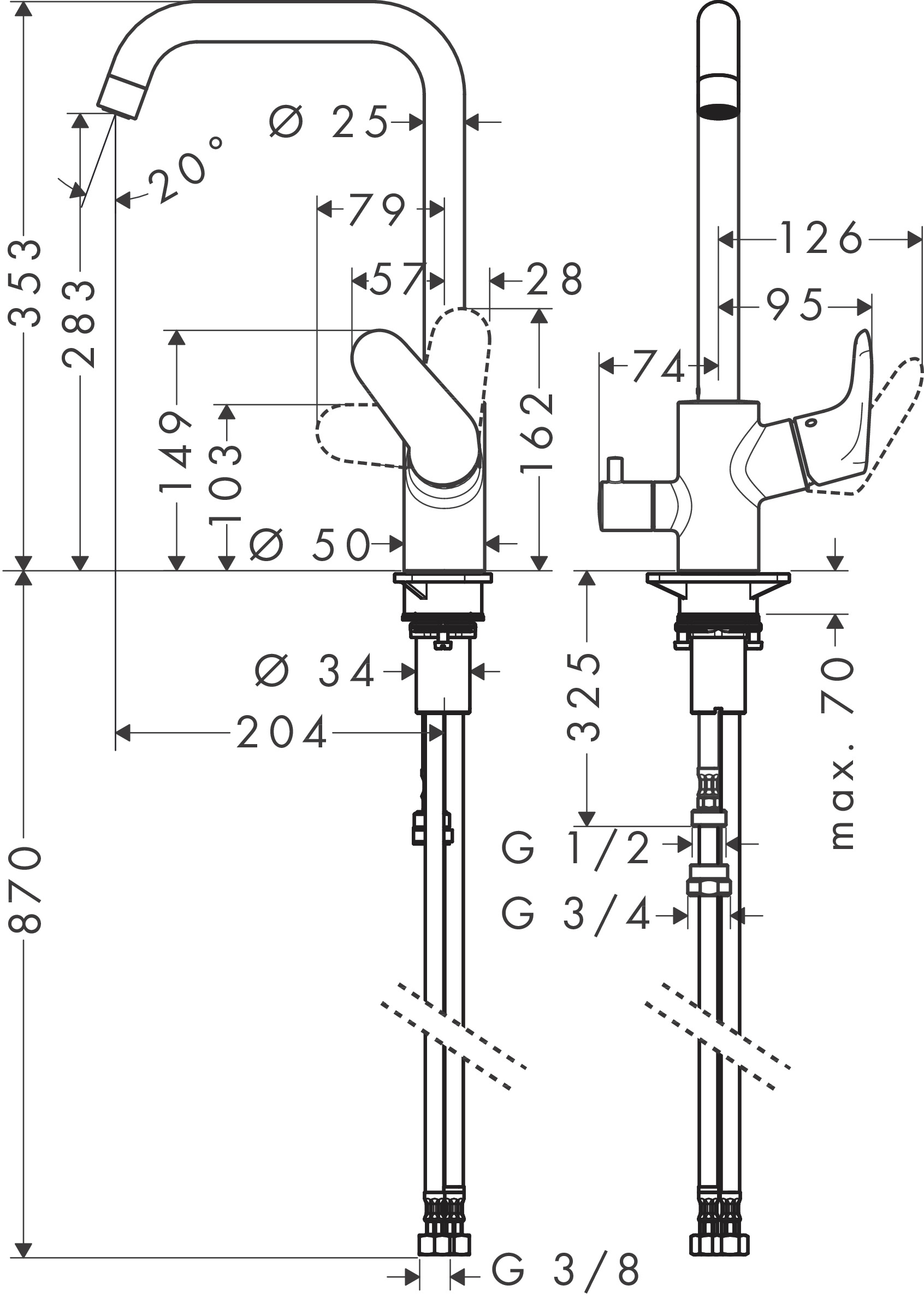 Hansgrohe Spültischmischer 260 Focus M41 Geräteabsperrventil 1jet chrom