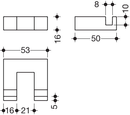 HEWI Doppelhaken Sys 100, chrom, Tiefe: 50mm