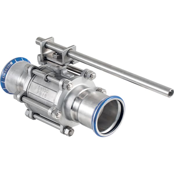 Geberit Mapress Kugelhahn NPW, mit Bet.-Hebel geflanscht d108