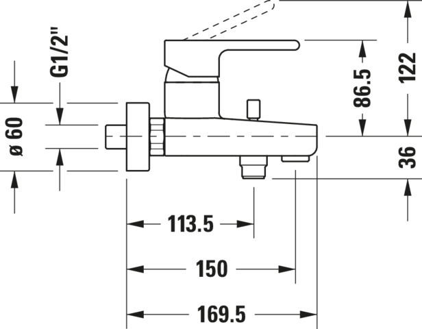 DU B.2 Einhebel-Wannenmischer Aufputz Keramikmischsystem, Chrom HG