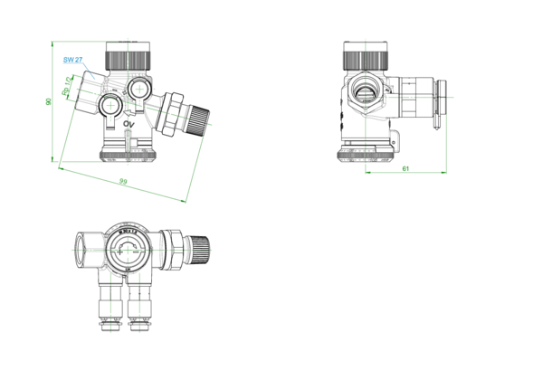 OVENTROP-Regulierventil "Cocon QTZ", mit Messventilen,DN15,Rp 1/2 IG,150-1050 l/h OVENTROP-Regulierventil "Cocon QTZ", mit Messventilen,DN15,Rp 1/2 IG,150-1050 l/h