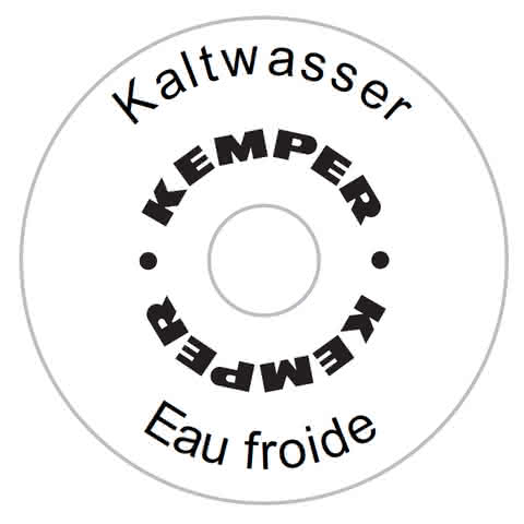 KEMPER Handrad-Bezeichnungsschild Kaltwasser