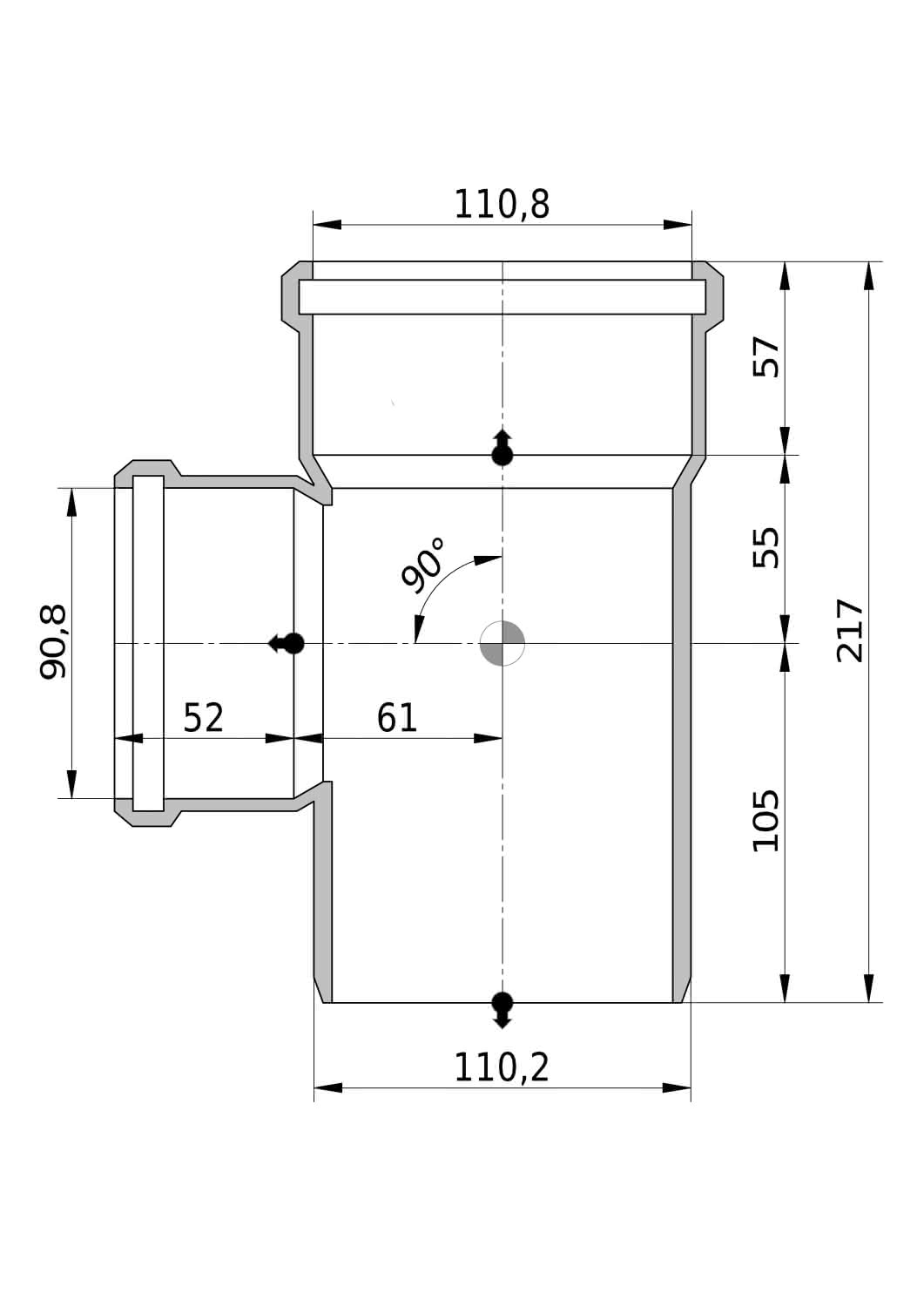 Wavin Abzweig AS+ DN 100x100 45 Grad