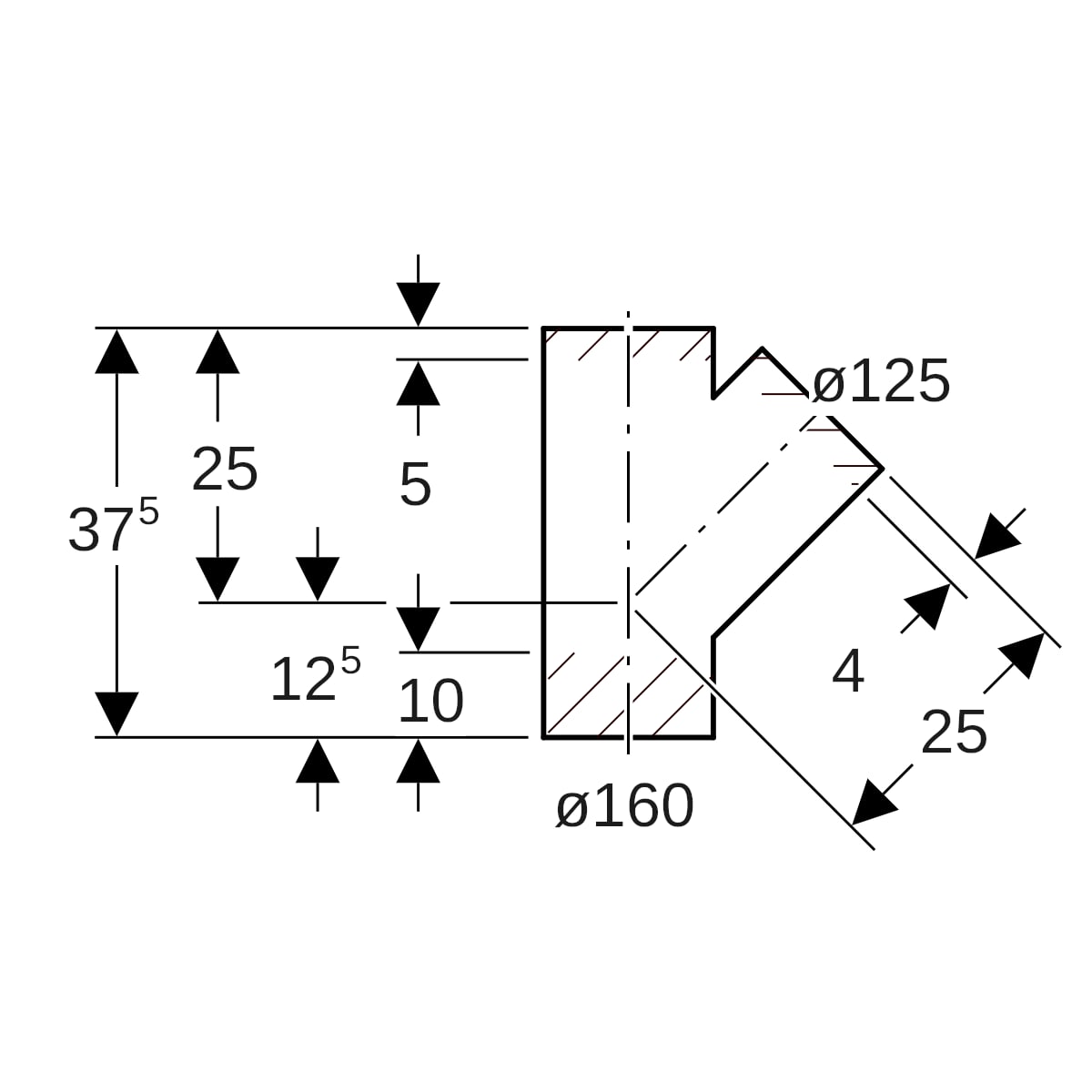 Geberit PE Abzweig 45Gr d160/125
