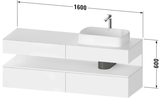 Duravit QA Kons-WTU,Wdh,1600x550x600mm,WPl:RE Ni-Bel,Taupe Matt,Ni:Weiß Supermatt,Dek