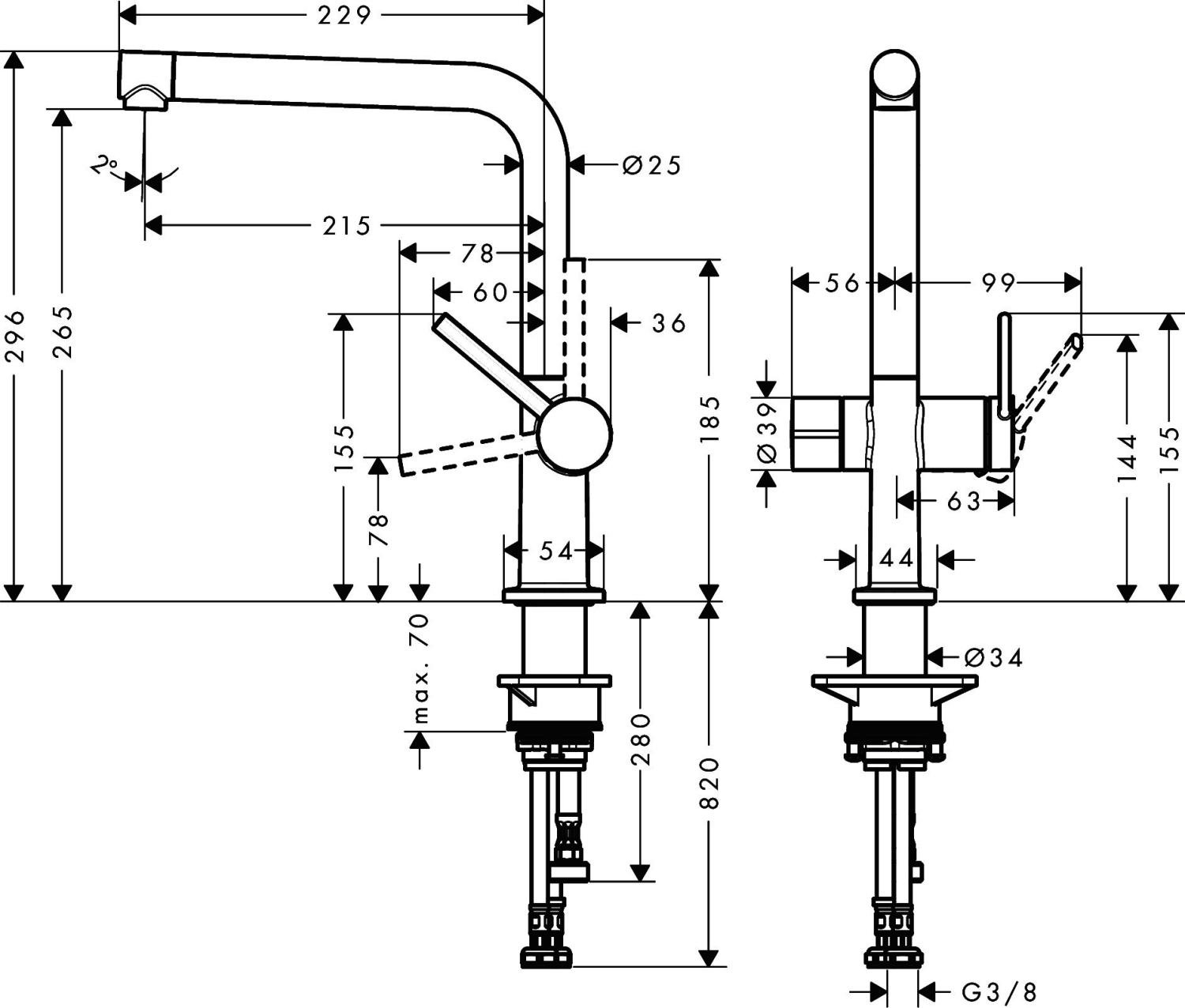 Hansgrohe Spültischmischer 270 Talis M54 Geräteabsperrv.1jet mattschwarz