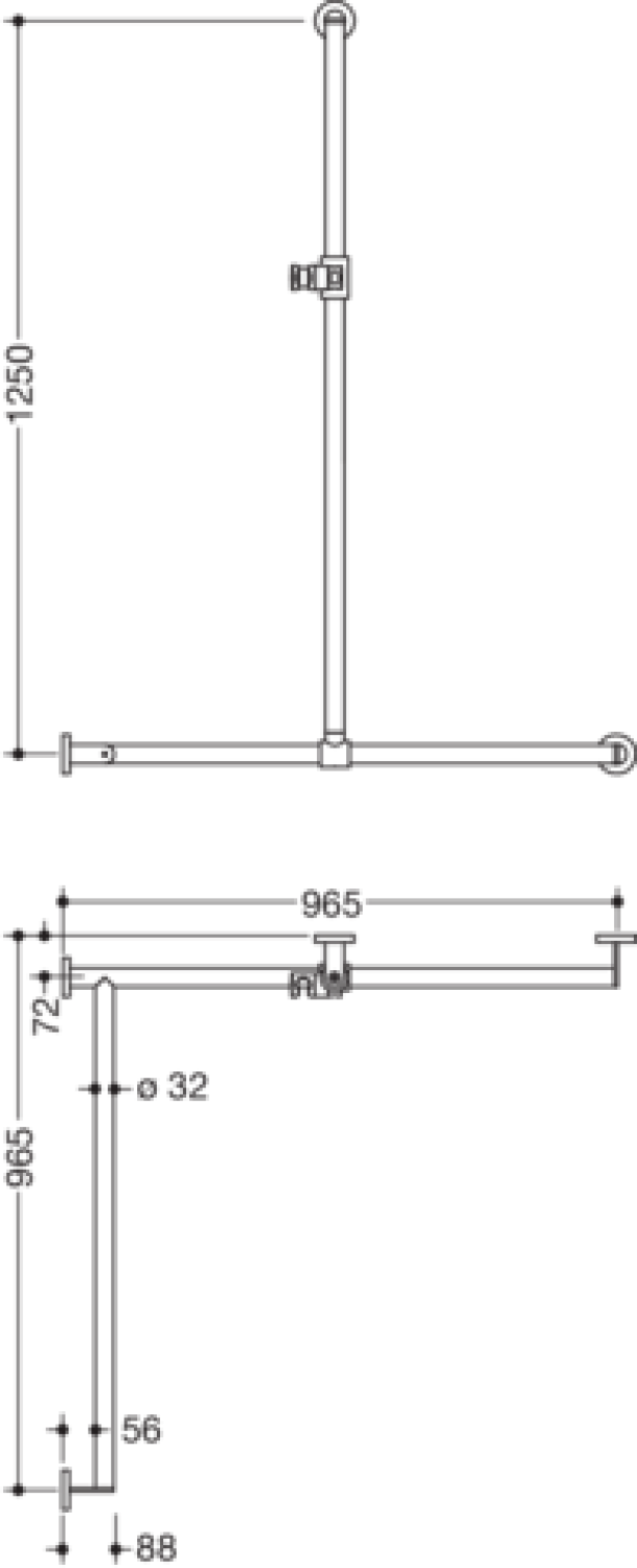 HEWI DUHA, d:32, li, A1:1250, W1/W2:965, chr, Br.H.Kst. signalweiß