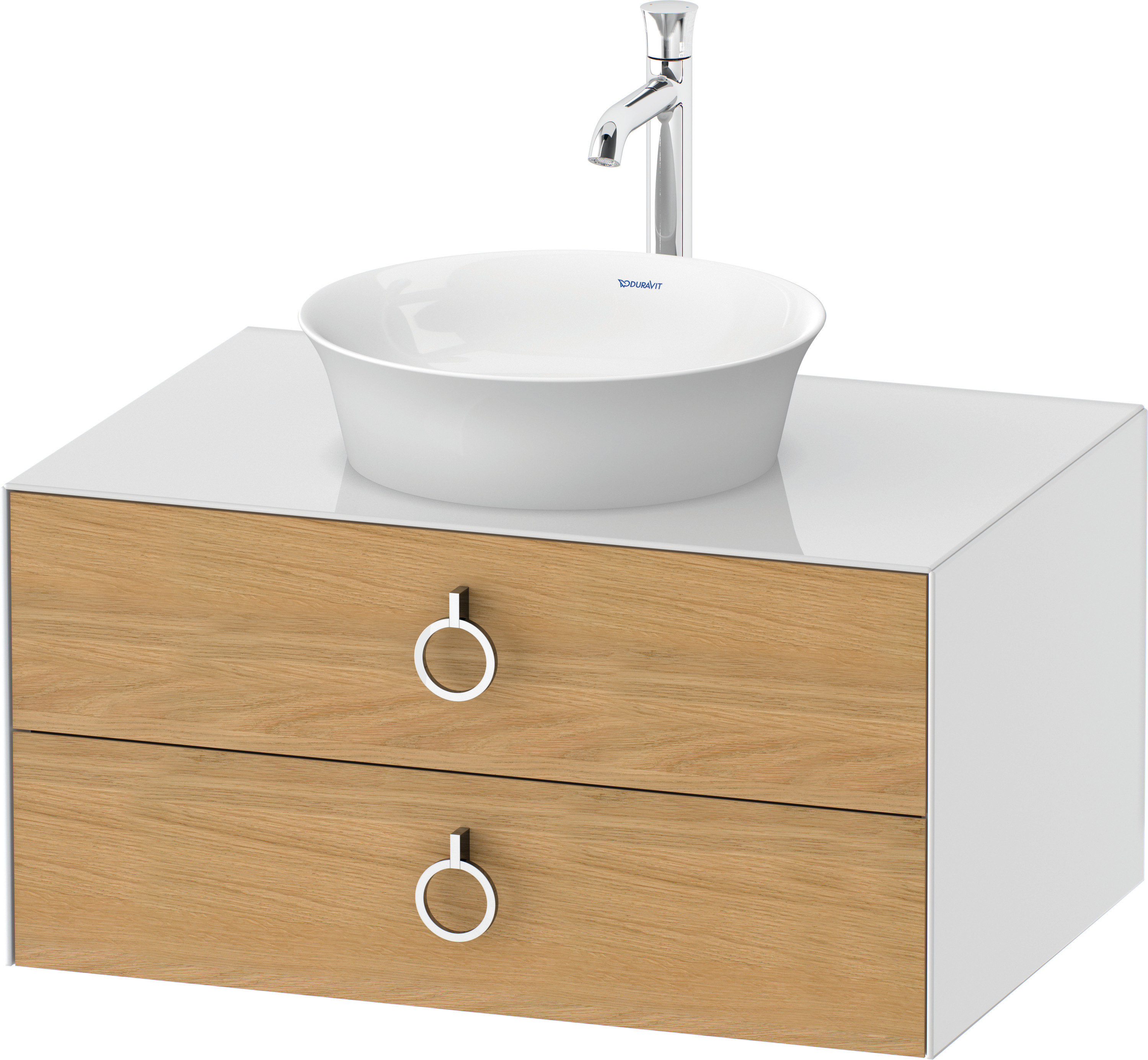 Duravit WTU wandh.White Tulip,2Schk.,m.Griff 408x800x550,Eiche N.M./Weiß Hochglanz