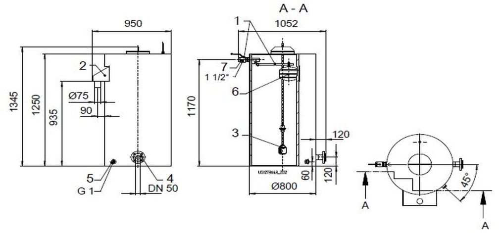 KSB Vorbehälter mit freiem Auslauf Vges 600 l, Vnutz 300 l, R 1 1/2"