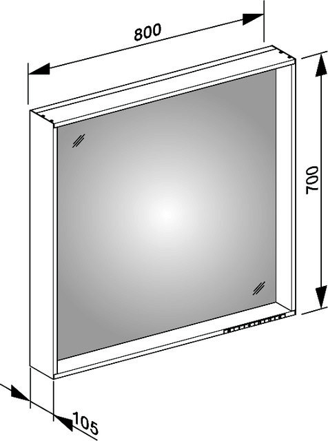 KEUCO Lichtspiegel X-Line 33298, mit Spiegelheizung, inox, 800x700x105mm
