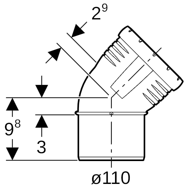 Geberit Silent-Pro Bogen 45Gr d110mm