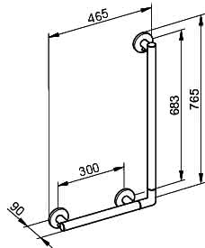 KEUCO Winkelgriff Plan Care 34906, 90 Gr re/li, silber-eloxiert, 465/765 mm
