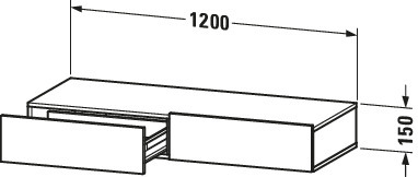 Duravit SchKa-Ablage DuraStyle 440x1200x150mm 2 Schubkästen, taupe/weiß matt