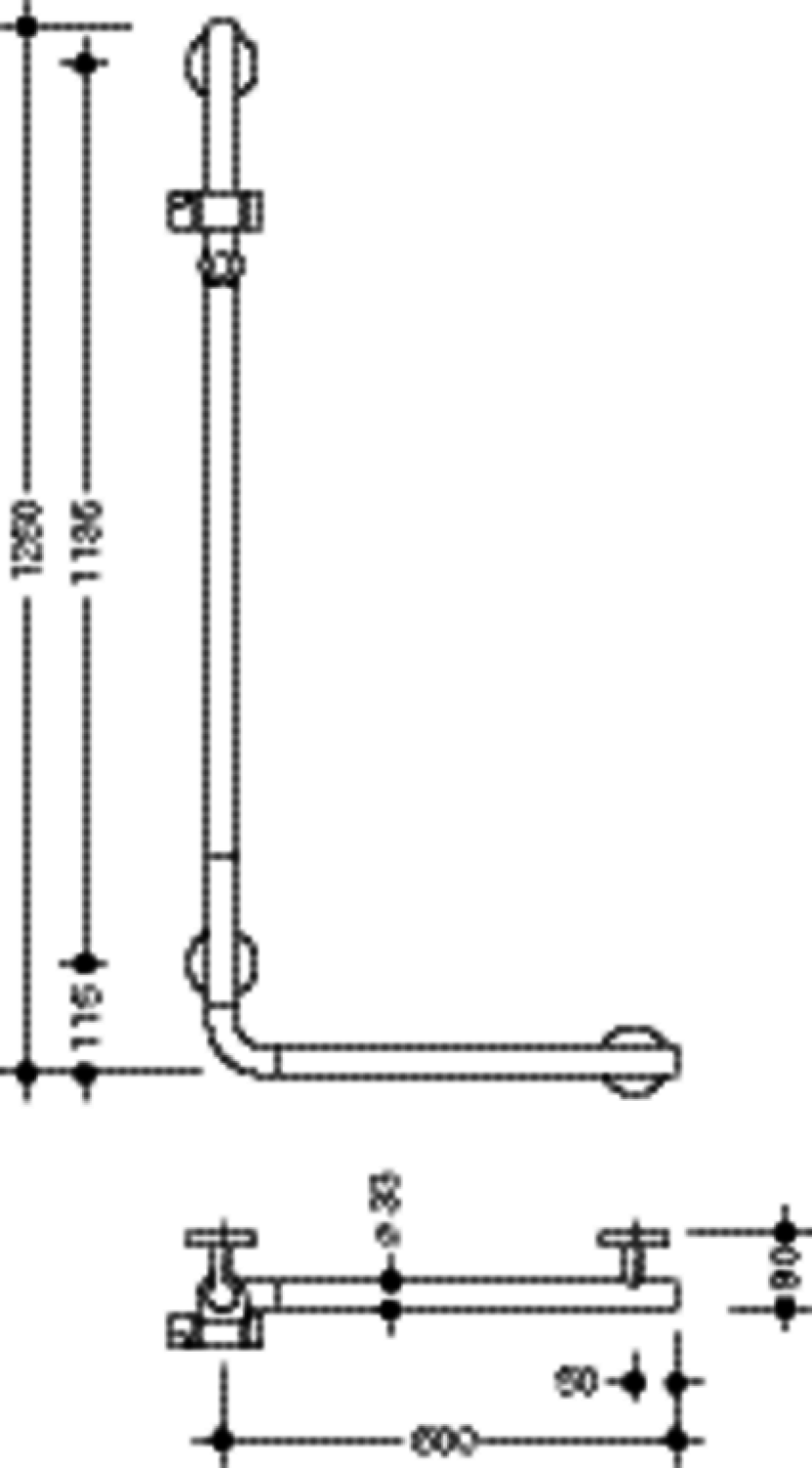 HEWI Winkelgriff m.Br.H.,AM1:1250,W1:600 reinweiß, Stangen farb. anthrazitgrau